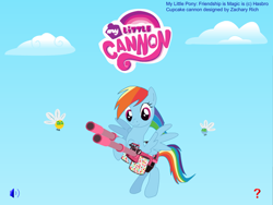 Size: 960x720 | Tagged: safe, screencap, character:rainbow dash, species:pony, cannon, flash game, game, parasprite