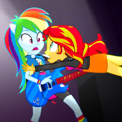Size: 465x465 | Tagged: safe, screencap, character:rainbow dash, character:sunset shimmer, equestria girls:rainbow rocks, g4, my little pony:equestria girls, cropped