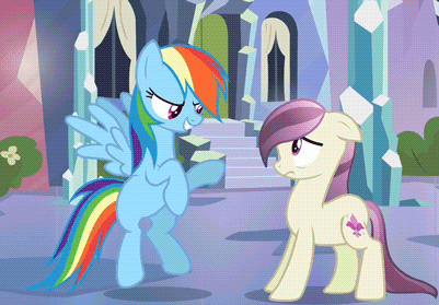 Size: 401x279 | Tagged: safe, screencap, character:fleur de verre, character:rainbow dash, species:crystal pony, species:pegasus, species:pony, episode:the crystal empire, g4, my little pony: friendship is magic, animated, duo, female, mare, season 3
