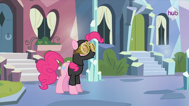Size: 640x360 | Tagged: safe, screencap, character:pinkie pie, episode:pinkie spy, episode:the crystal empire, g4, my little pony: friendship is magic, my little pony:equestria girls, animated, hub logo, night vision goggles, sam fisher, season 3