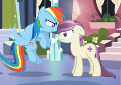 Size: 757x529 | Tagged: safe, screencap, character:fleur de verre, character:rainbow dash, species:crystal pony, species:pony, episode:the crystal empire, g4, my little pony: friendship is magic, out of context