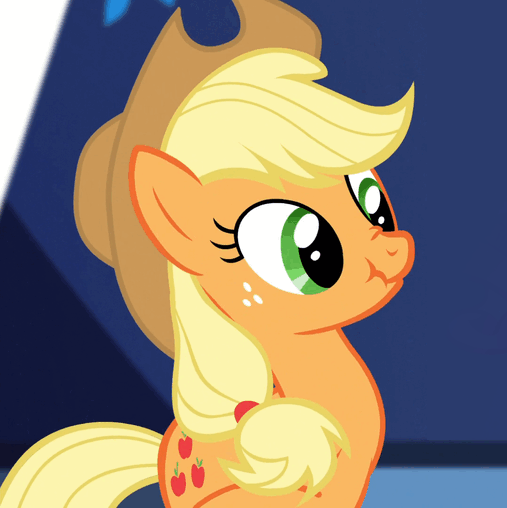 Size: 507x508 | Tagged: safe, screencap, character:applejack, species:earth pony, species:pony, episode:castle sweet castle, g4, my little pony: friendship is magic, animated, applejack's hat, blinking, clothing, cowboy hat, cute, female, freckles, hat, jackabetes, mare, nose wrinkle, scrunchy face, silly, silly pony, solo, wavy mouth, who's a silly pony