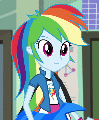 Size: 394x477 | Tagged: safe, screencap, character:rainbow dash, episode:the science of magic, equestria girls:friendship games, g4, my little pony:equestria girls, animated, cropped, disapproval, reaction image