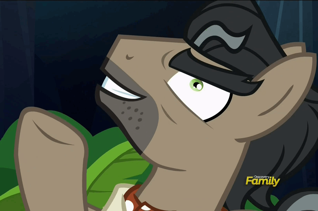 Size: 1089x724 | Tagged: safe, screencap, character:doctor caballeron, species:earth pony, species:pony, episode:stranger than fanfiction, adorabolical, animated, cute, cutealleron, discovery family logo, loop, male, shaking, solo, stallion