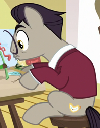 Size: 385x490 | Tagged: safe, screencap, species:earth pony, species:pony, episode:on your marks, g4, my little pony: friendship is magic, background pony, cropped, male, salvador dalí, solo, stallion, unnamed pony
