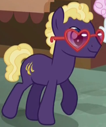 Size: 480x573 | Tagged: safe, screencap, character:blue peeler, character:pearly stitch, ponysona, species:earth pony, species:pony, episode:made in manehattan, g4, my little pony: friendship is magic, background pony, heart glasses, male, mike vogel, stallion