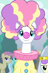 Size: 712x1080 | Tagged: safe, screencap, character:alula, character:candy mane, character:coco crusoe, character:lyra heartstrings, character:pluto, species:pony, episode:simple ways, g4, my little pony: friendship is magic, background pony, clown, male, solo focus, stallion, unnamed pony