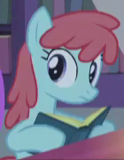 Size: 140x180 | Tagged: safe, screencap, species:earth pony, species:pony, episode:amending fences, g4, my little pony: friendship is magic, background pony, book, cropped, female, mare, solo, unnamed pony