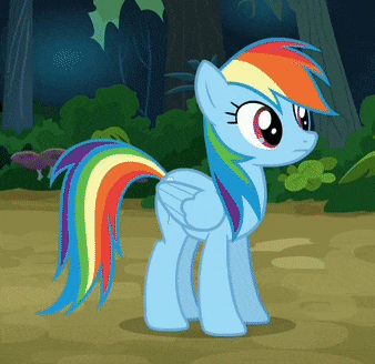Size: 338x328 | Tagged: safe, screencap, character:rainbow dash, species:pegasus, species:pony, episode:stranger than fanfiction, animated, cropped, cute, dashabetes, female, frown, lidded eyes, mare, raised hoof, smiling, solo