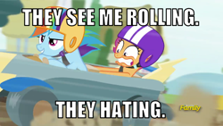 Size: 546x307 | Tagged: safe, screencap, character:rainbow dash, character:scootaloo, species:pegasus, species:pony, episode:the cart before the ponies, g4, my little pony: friendship is magic, meme