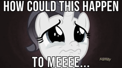 Size: 1253x704 | Tagged: safe, screencap, character:rarity, species:pony, episode:the cart before the ponies, g4, my little pony: friendship is magic, crying, filly rarity, how could this happen to me, meme, sad, simple plan, song reference, untitled (song)