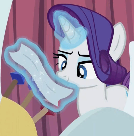 Size: 534x541 | Tagged: safe, screencap, character:rarity, species:pony, episode:the cart before the ponies, g4, my little pony: friendship is magic, animated, loop, polishing