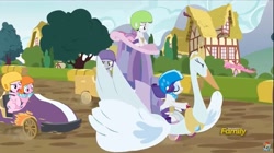 Size: 1281x718 | Tagged: safe, screencap, character:derpy hooves, character:rarity, character:sugar stix, character:sweetie belle, character:tender brush, species:pegasus, species:pony, episode:the cart before the ponies, g4, my little pony: friendship is magic, angry, cheating, female, mare
