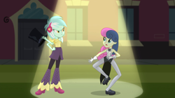 Size: 1280x720 | Tagged: safe, screencap, character:bon bon, character:lyra heartstrings, character:sweetie drops, episode:all's fair in love & friendship games, equestria girls:friendship games, g4, my little pony:equestria girls, >:c, clothing, hat, top hat