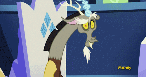 Size: 500x263 | Tagged: safe, screencap, character:discord, episode:dungeons & discords, animated, gif, solo