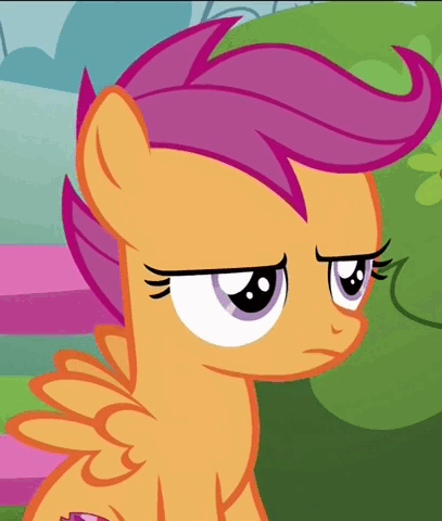 Size: 407x480 | Tagged: safe, screencap, character:scootaloo, species:pegasus, species:pony, episode:the fault in our cutie marks, g4, my little pony: friendship is magic, reaction image, scootaloo is not amused, solo, unamused