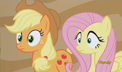 Size: 1213x717 | Tagged: safe, screencap, character:applejack, character:fluttershy, species:pony, episode:viva las pegasus, g4, my little pony: friendship is magic, reaction image, sudden realization