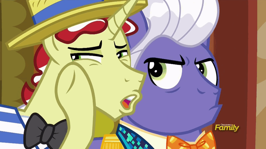 Size: 858x480 | Tagged: safe, screencap, character:flim, character:gladmane, species:pony, episode:viva las pegasus, g4, my little pony: friendship is magic, animated, gif