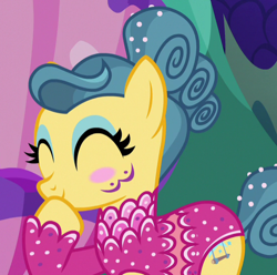 Size: 556x552 | Tagged: safe, screencap, character:trapeze star, species:pony, episode:viva las pegasus, g4, my little pony: friendship is magic, blushing, cropped