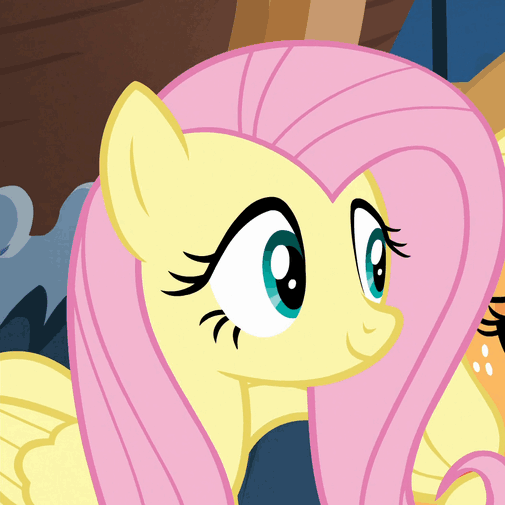 Size: 505x505 | Tagged: safe, screencap, character:applejack, character:fluttershy, species:pony, episode:viva las pegasus, g4, my little pony: friendship is magic, animated, blinking, cute, gif, happy, shyabetes