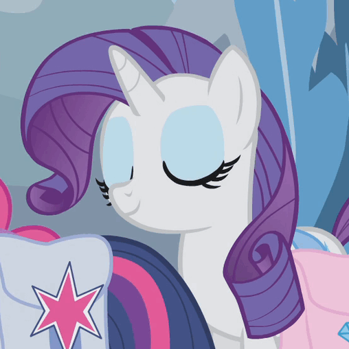Size: 508x508 | Tagged: safe, screencap, character:pinkie pie, character:rarity, character:twilight sparkle, species:pony, episode:dragonshy, g4, my little pony: friendship is magic, animated, bag, eyes closed, gif, loop, saddle bag, solo focus