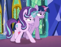 Size: 1173x901 | Tagged: safe, screencap, character:starlight glimmer, character:twilight sparkle, character:twilight sparkle (alicorn), species:alicorn, species:pony, episode:every little thing she does, g4, my little pony: friendship is magic, duo, tired