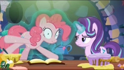 Size: 1920x1080 | Tagged: safe, screencap, character:pinkie pie, character:starlight glimmer, species:pony, episode:every little thing she does, g4, my little pony: friendship is magic, hypnosis, hypnotized, scrunchy face
