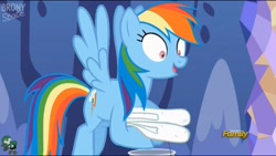 Size: 1920x1080 | Tagged: safe, screencap, character:rainbow dash, species:pony, episode:every little thing she does, g4, my little pony: friendship is magic, castle, fiducia compellia, mind control, smiling, solo, towel