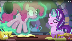 Size: 1920x1080 | Tagged: safe, screencap, character:pinkie pie, character:starlight glimmer, species:pony, episode:every little thing she does, g4, my little pony: friendship is magic, 1337, cooking, discovery family logo, hypnosis, levitation, magic, scrunchy face, telekinesis, youtube