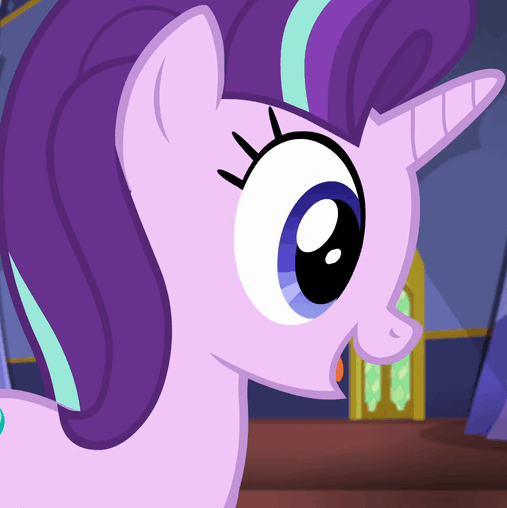 Size: 507x508 | Tagged: safe, screencap, character:starlight glimmer, species:pony, episode:every little thing she does, g4, my little pony: friendship is magic, animated, dilated pupils, gif, solo