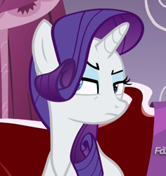 Size: 441x467 | Tagged: safe, screencap, character:rarity, species:pony, species:unicorn, episode:p.p.o.v. (pony point of view), g4, my little pony: friendship is magic, cropped, female, mare, narrowed eyes, solo