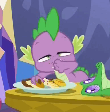 Size: 384x389 | Tagged: safe, screencap, character:gummy, character:spike, episode:p.p.o.v. (pony point of view), g4, my little pony: friendship is magic, animated, cookie, food, gif, nom, solo, stoner spike