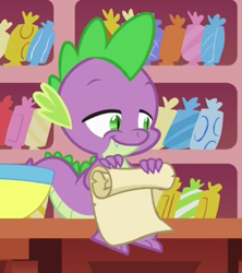 Size: 378x425 | Tagged: safe, screencap, character:spike, episode:p.p.o.v. (pony point of view), g4, my little pony: friendship is magic, scroll, solo