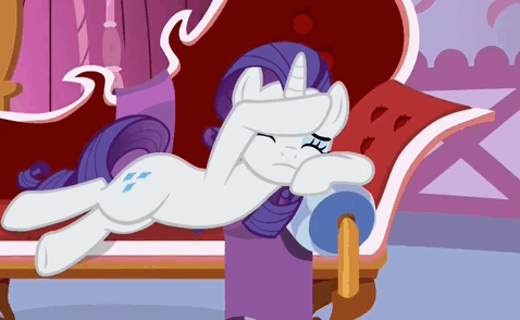 Size: 478x294 | Tagged: safe, screencap, character:rarity, species:pony, episode:p.p.o.v. (pony point of view), g4, my little pony: friendship is magic, animated, comfort eating, fainting couch, food, gif, ice cream, marshmelodrama, solo