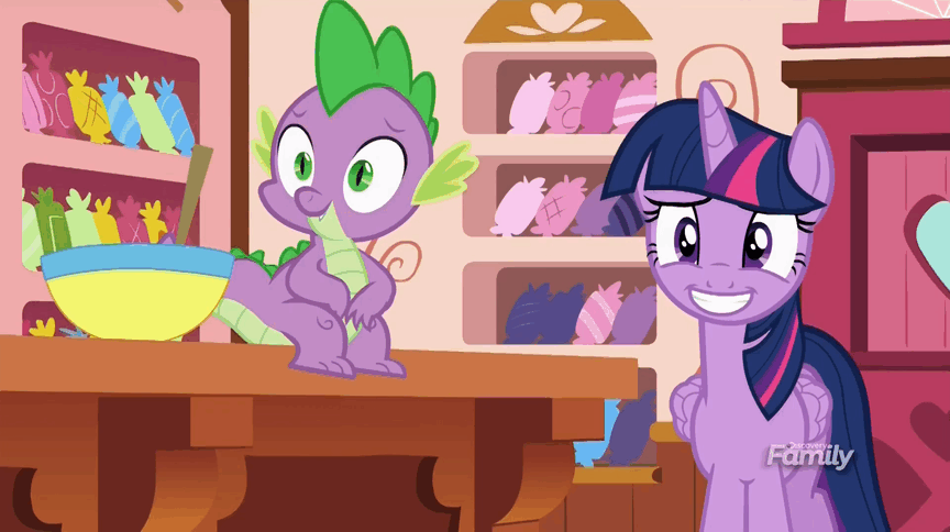Size: 864x484 | Tagged: safe, screencap, character:spike, character:twilight sparkle, character:twilight sparkle (alicorn), species:alicorn, species:pony, episode:p.p.o.v. (pony point of view), g4, my little pony: friendship is magic, animated, discovery family logo, gif, magic, quill, scroll, telekinesis