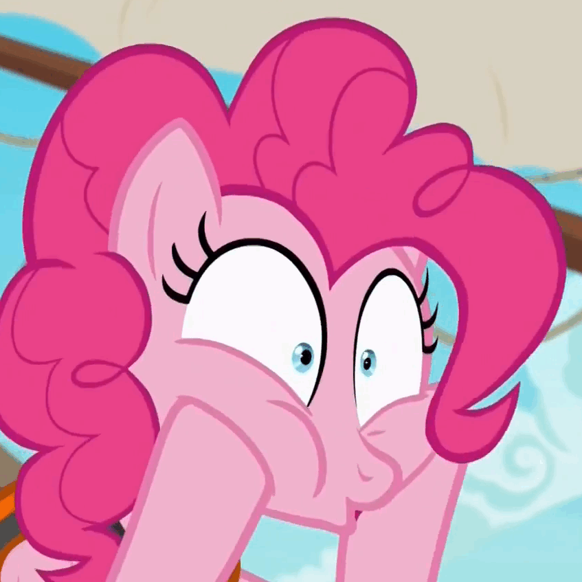 Size: 847x847 | Tagged: safe, screencap, character:pinkie pie, species:pony, episode:p.p.o.v. (pony point of view), g4, my little pony: friendship is magic, faec, reaction image, solo, squishy cheeks