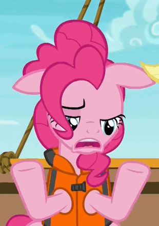 Size: 310x441 | Tagged: safe, screencap, character:applejack, character:pinkie pie, species:pony, episode:p.p.o.v. (pony point of view), g4, my little pony: friendship is magic, floppy ears, great moments in animation, reaction image