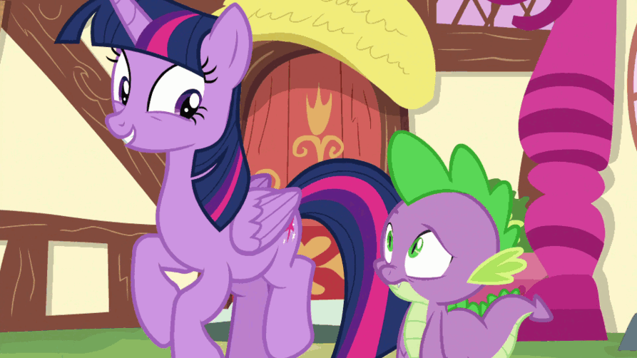 Size: 893x502 | Tagged: safe, screencap, character:spike, character:twilight sparkle, character:twilight sparkle (alicorn), species:alicorn, species:pony, episode:p.p.o.v. (pony point of view), g4, my little pony: friendship is magic, animated, gif, loop, trotting, trotting in place