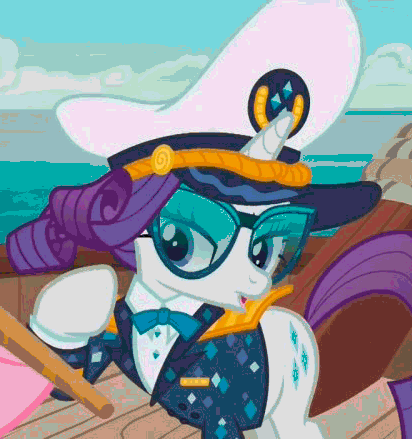 Size: 412x439 | Tagged: safe, screencap, character:rarity, species:pony, species:unicorn, episode:p.p.o.v. (pony point of view), g4, my little pony: friendship is magic, animated, captain rarity, female, gif, haha no, impact font, lol, mare, meme, oh wait you're serious, raised hoof, reaction image, solo, text
