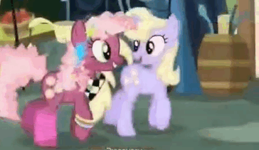 Size: 364x211 | Tagged: safe, screencap, character:cheerilee, character:stella nova, character:sunshower raindrops, species:pony, episode:where the apple lies, g4, my little pony: friendship is magic, 80s, 80s cheerilee, animated, gif