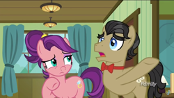 Size: 1366x768 | Tagged: safe, screencap, character:filthy rich, character:spoiled rich, species:pony, ship:spoilthy, episode:where the apple lies, g4, my little pony: friendship is magic, cute, discovery family logo, spoiled cute, spoiled milk