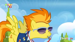 Size: 960x540 | Tagged: safe, screencap, character:spitfire, species:pony, episode:top bolt, g4, my little pony: friendship is magic, aviator glasses, blowing, drill sergeant, solo, whistle, whistle necklace