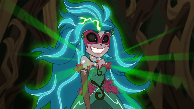 Size: 800x450 | Tagged: safe, screencap, character:gloriosa daisy, equestria girls:legend of everfree, g4, my little pony:equestria girls, angry, animated, berserk button, context is for the weak, gaea everfree, gif, glorio-spa daisy, gloriosa doesn't like spas, grin, magical geodes, meme, smiling, solo, spa, subtitles, text, triggered