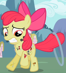 Size: 310x341 | Tagged: safe, screencap, character:apple bloom, species:earth pony, species:pony, episode:the cutie pox, g4, my little pony: friendship is magic, cropped, cutie pox, female, filly, loop-de-hoop, outfit catalog, solo