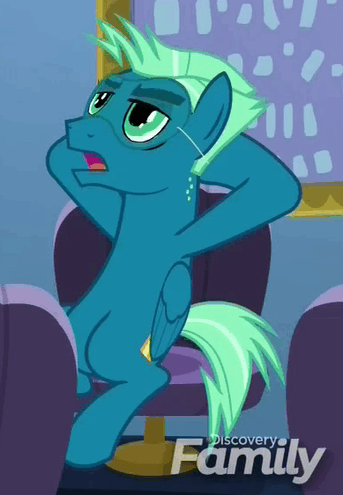 Size: 343x495 | Tagged: safe, screencap, character:sky stinger, species:pony, episode:top bolt, g4, my little pony: friendship is magic, animated, discovery family logo, gif, loop, sleep mask, sleeping, solo
