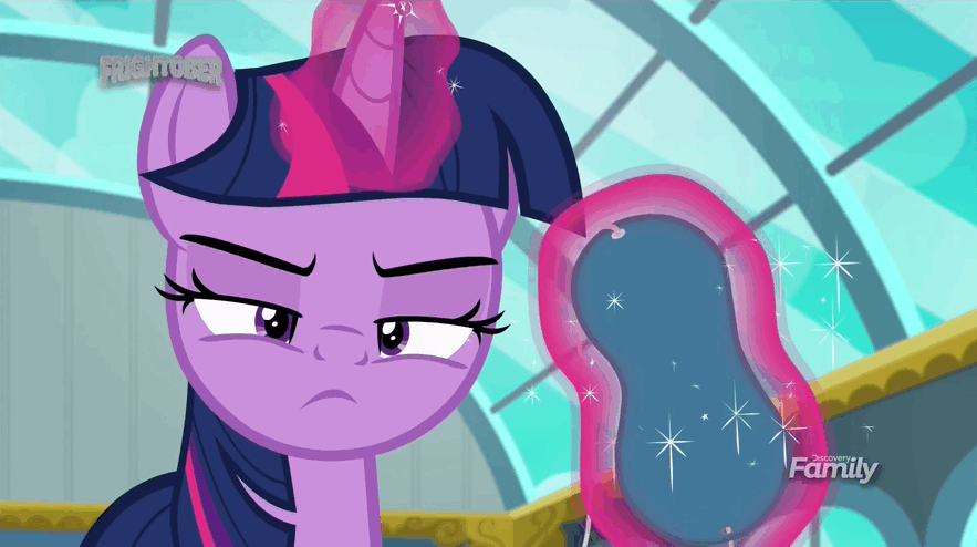 Size: 883x494 | Tagged: safe, screencap, character:sky stinger, character:twilight sparkle, character:twilight sparkle (alicorn), species:alicorn, species:pony, episode:top bolt, g4, my little pony: friendship is magic, animated, book, facebook, facebooking, gif, sleep mask, twilight is not amused