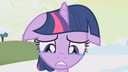 Size: 1920x1080 | Tagged: safe, screencap, character:twilight sparkle, species:pony, species:unicorn, episode:winter wrap up, g4, my little pony: friendship is magic, crying, floppy ears, sad, snow, solo