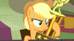 Size: 1920x1080 | Tagged: safe, screencap, character:applejack, species:pony, episode:appleoosa's most wanted, g4, my little pony: friendship is magic, solo, trophy
