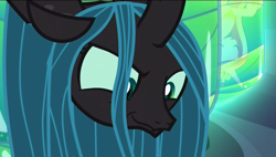 Size: 1920x1088 | Tagged: safe, screencap, character:princess cadance, character:queen chrysalis, species:changeling, episode:to where and back again, g4, my little pony: friendship is magic, ceiling changeling, ceiling pony, changeling queen, changeling slime, cocoon, female, queen twistalis, smiling, smirk