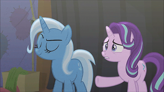 Size: 540x304 | Tagged: safe, screencap, character:starlight glimmer, character:trixie, species:pony, episode:no second prances, g4, my little pony: friendship is magic, animated, crying, gif, heartbreak, regret, sad, sudden realization